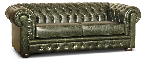 Divano Chesterfield Pelle Fiore verde old England