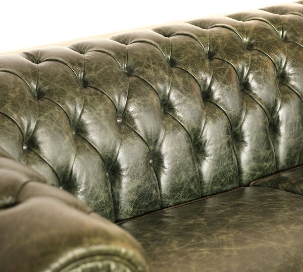 Divano Chesterfield Pelle Fiore verde old England