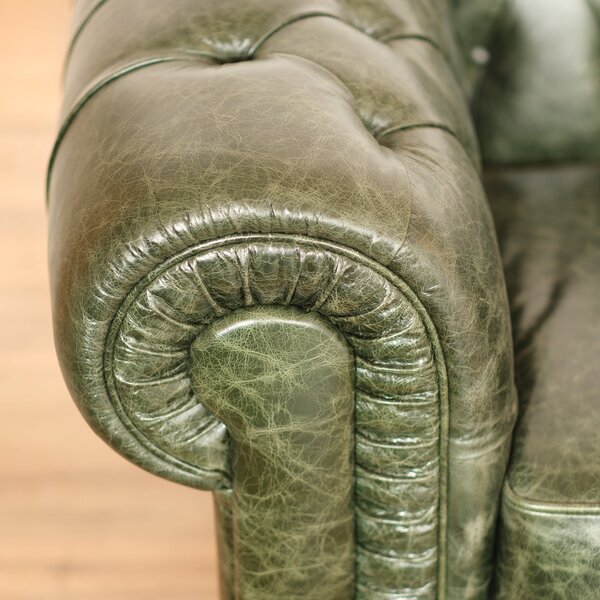 Divano Chesterfield Pelle Fiore verde old England