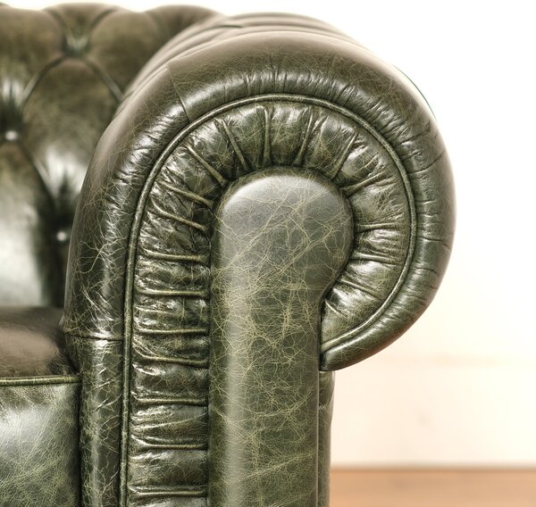 Divano Chesterfield Pelle Fiore verde old England