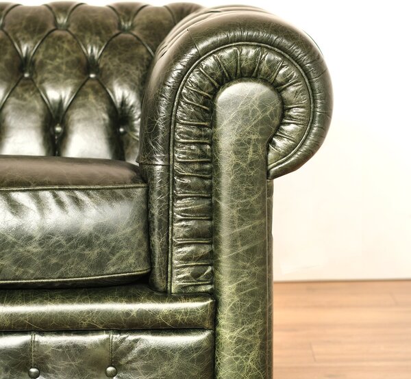 Divano Chesterfield Pelle Fiore verde old England