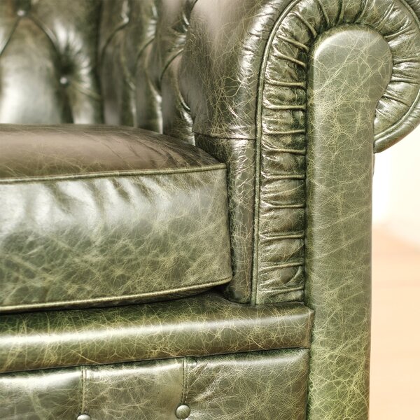 Divano Chesterfield Pelle Fiore verde old England