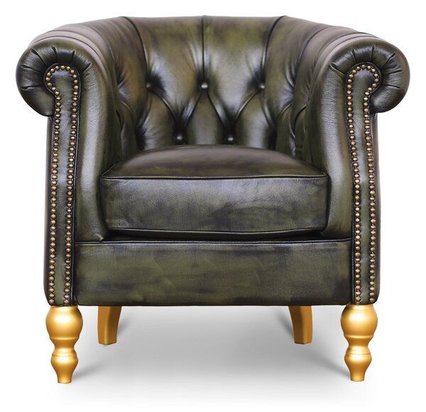 Poltrona Chesterina Pelle Primo Fiore Premium - Design Iconico