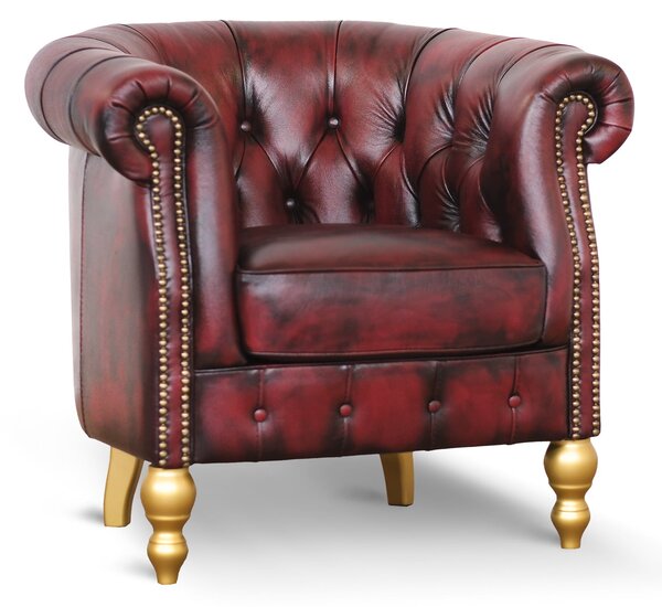 Poltrona Chesterina Pelle Primo Fiore Premium - Design Iconico