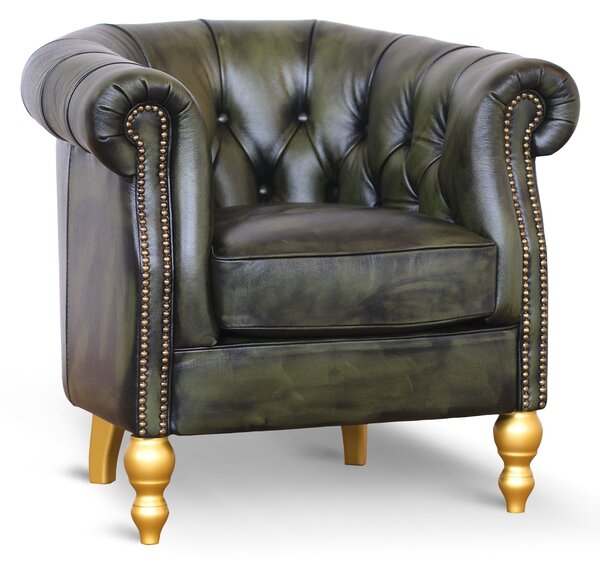 Poltrona Chesterina Pelle Primo Fiore Premium - Design Iconico