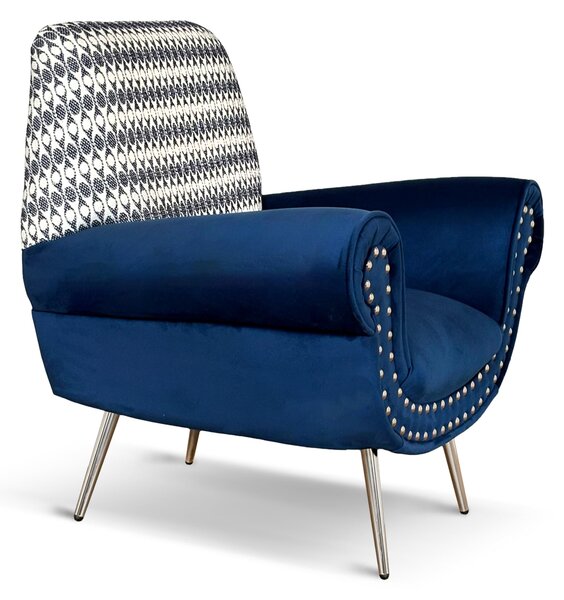 Poltrona Vico Velluto e Tessuto Fantasia - Design Iconico