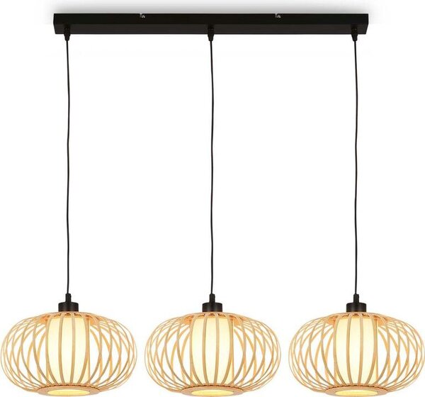 Lampada a sospensione, bambù naturale, escl. 3xE27/max.10W