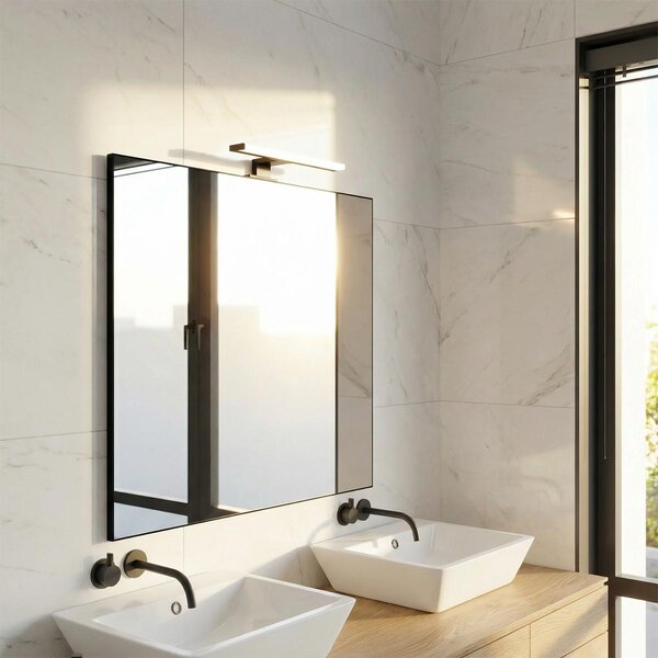Lampada LED da Specchio 35cm 4W Bidirezione Nera IP44 Tripla Installazione Colore Bianco Caldo 3.000K