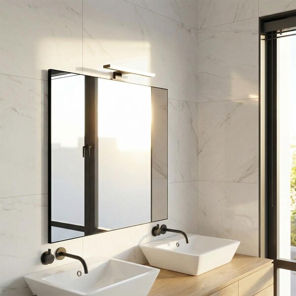 Lampada LED da Specchio 35cm 4W Bidirezione Nera IP44 Tripla Installazione Colore Bianco Caldo 3.000K