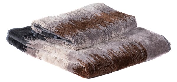 Asciugamano Con Ospite In Acrilico Dralon Bridge 40X60+60X100 Carrara Moderno Grigio Caleffi