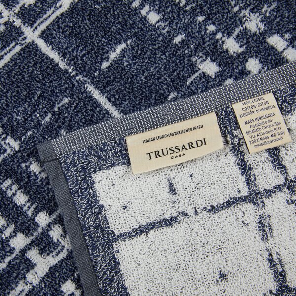 Asciugamano Con Ospite In Acrilico Dralon Scratch 40X60+60X100 Trussardi Moderno Blue Caleffi
