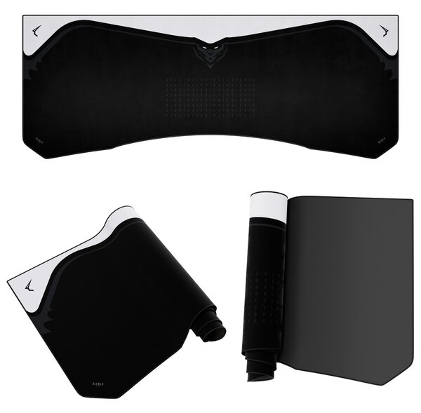 Grande tappetino gaming da scrivania, nero e grigio, 160x60 cm: Diablo X-Forge Black Nightwolf Moon