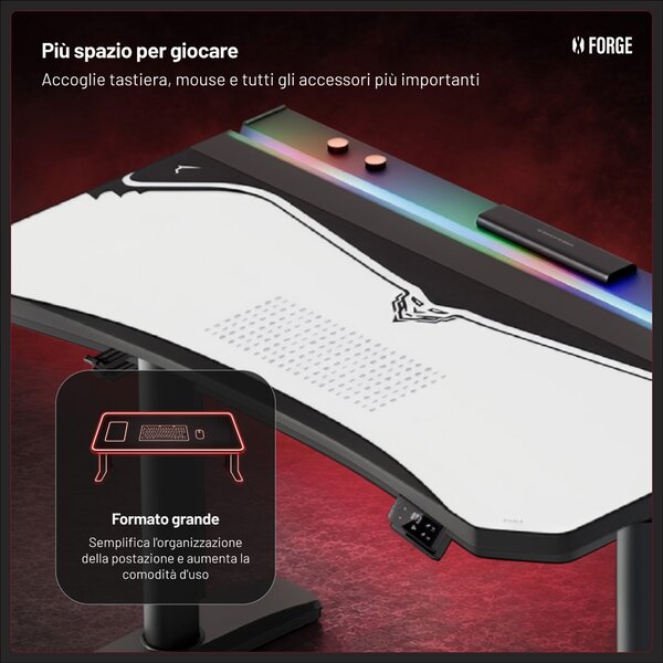 Grande tappetino gaming da scrivania, grigio, 120x52 cm: Diablo X-Forge Nightwolf Moon