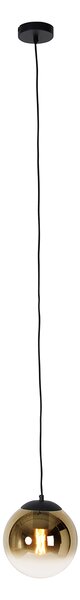 Lampada a sospensione intelligente nera con vetro dorato 20 cm incl. Wifi A60 - Pallon
