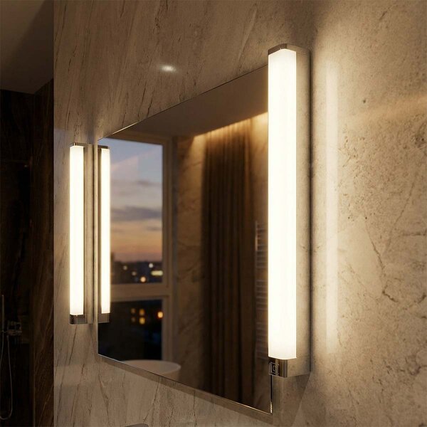 Lampada LED da Specchio 15W 60cm Cromata IP54 - con Interruttore Colore Bianco Naturale 4.000K
