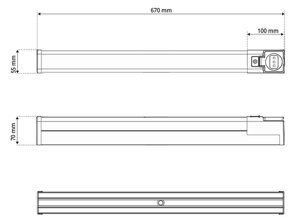 Lampada LED da Specchio 15W 66cm Cromata IP54 con Presa e Interruttore Colore Bianco Naturale 4.000K
