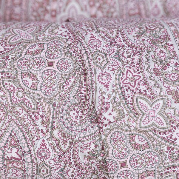 Completo Copripiumino In Percalle Royal Paisley Piazza E Mezza - 200X255 125X205 + 1 Federa 50X80 Emporium Moderno Rosa Caleffi