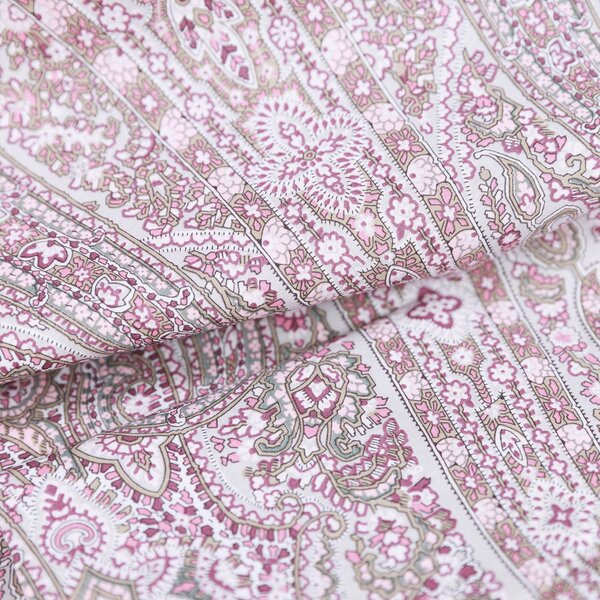 Completo Copripiumino In Percalle Royal Paisley Piazza E Mezza - 200X255 125X205 + 1 Federa 50X80 Emporium Moderno Rosa Caleffi