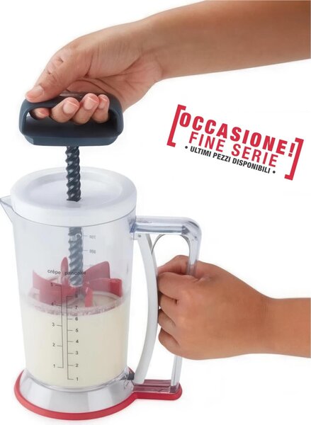 Mixer manuale con caraffa graduata Mixer manuale con funzionamento a leva ideale per preparare dolci e crepes