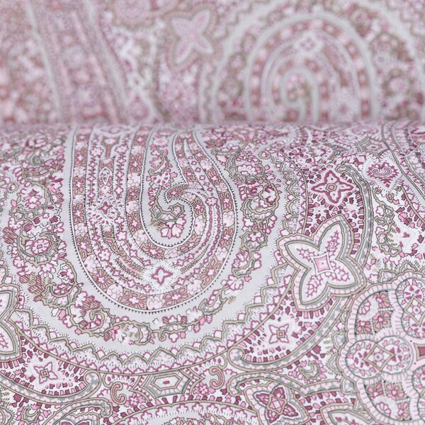 Completo Copripiumino In Percalle Royal Paisley Piazza E Mezza - 200X255 125X205 + 1 Federa 50X80 Emporium Moderno Rosa Caleffi