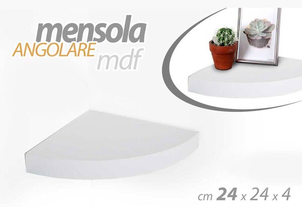 Mensola Parete Angolare 24x24x4 cm Scaffale con Ripiano ad Angolo in Legno MDF Bianco
