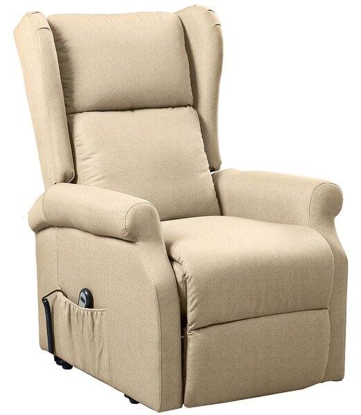 Poltrona Alzapersona Elettrica Reclinazione Motorizzata in Ecopelle Beige
