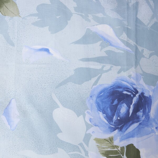 Completo Copripiumino In Percalle Precious-rose Matrimoniale - 255X255 175X205 + 2 Federe 50X80 Emporium Floreale Blu Caleffi