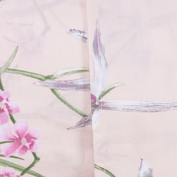 Completo Copripiumino In Percalle Orchidee Matrimoniale - 255X255 175X205 + 2 Federe 50X80 Emporium Floreale Rosa Caleffi