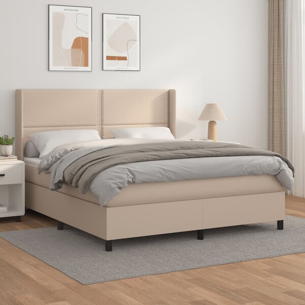 Letto senza rete imbottito 120x200 similpelle cappuccino PRIYA