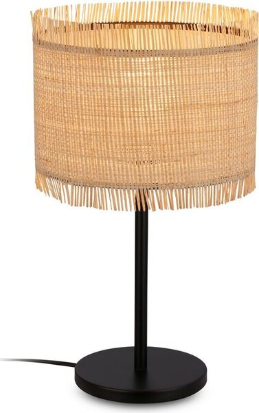 Lampada da tavolo Briloner Borra, paralume in paglia, interruttore a cavo, stile boho, attacco E27, naturale, Ø25 x 43,5 cm