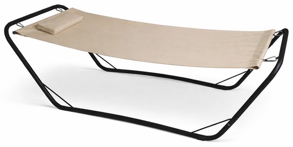 Amaca da Giardino Autoportante 210x80x65 cm con Cuscino Seduta Ergonomica e Resistente Struttura in Metallo Beige