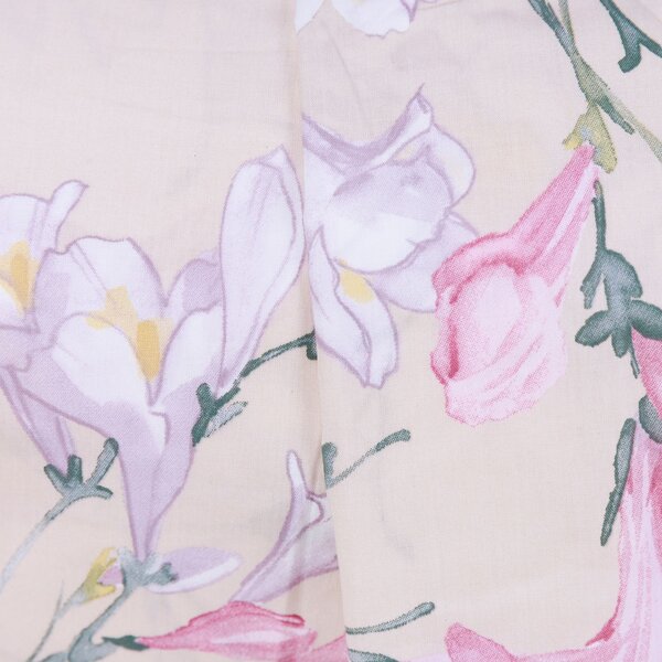 Completo Copripiumino In Percalle Fresie2 Matrimoniale - 255X255 175X205 + 2 Federe 50X80 Emporium Floreale Rosa Caleffi