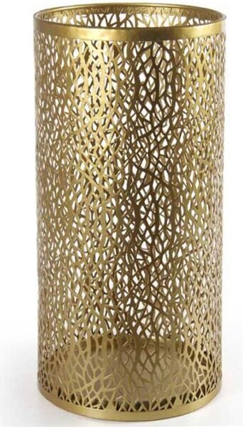 Portaombrelli Rotondo Ø24x48 cm con Vaschetta Salvagoccia in Metallo Oro