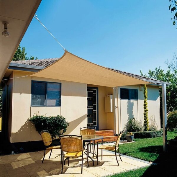 Tenda da Giardino Vela Parasole 2x3 m Telo Ombreggiante Rettangolare in Poliestere Ecru