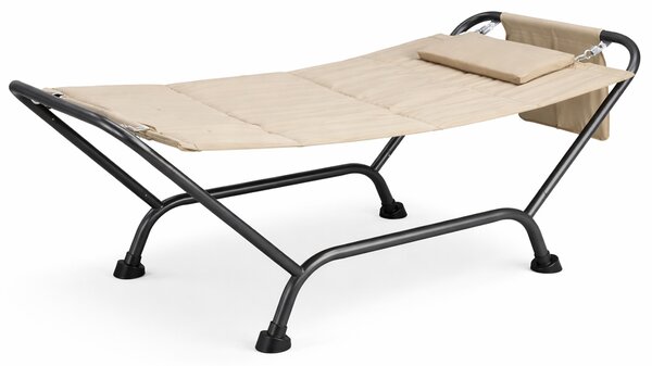 Amaca da Giardino Autoportante 230x98x85cm con Cuscino Seduta Ergonomica Struttura in Metallo Beige