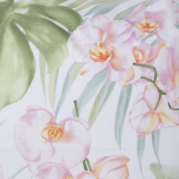Completo Copripiumino In Percalle Daintree Forest Matrimoniale - 255X255 175X205 + 2 Federe 50X80 Emporium Floreale Rosa Caleffi
