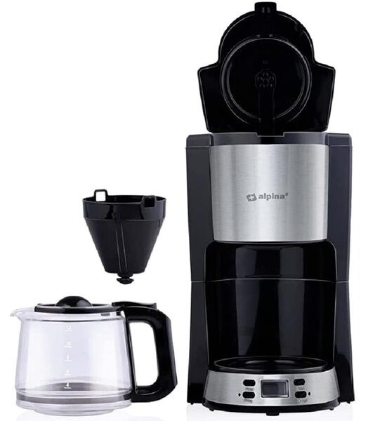 Macchina da Caffè 1000 W Caffettiera con Filtro Caraffa da 1,5 Litri 12 Tazzine Nero