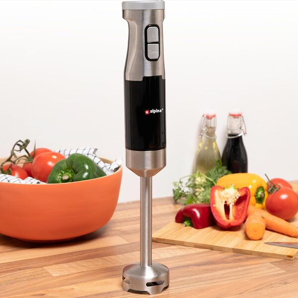 Frullatore a Immersione Elettrico Mixer e Misurino 700 ml 2 Velocità Potenza 1000W Nero e Grigio