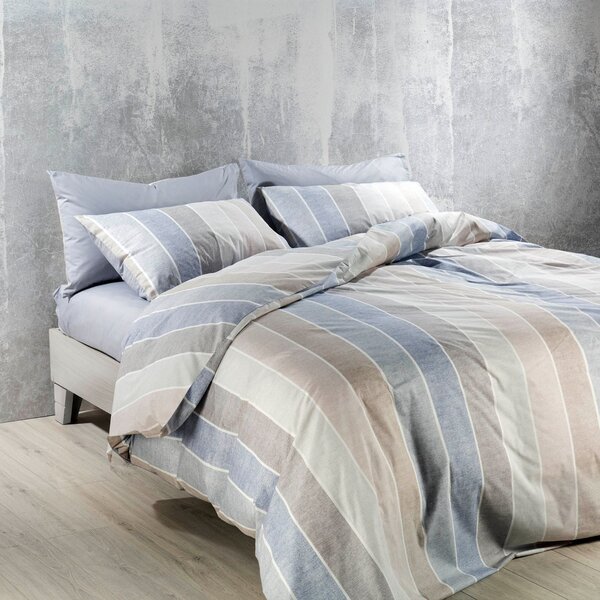 Completo Copripiumino In Percalle Cortina Piazza E Mezza - 200X255 125X205 + 1 Federa 50X80 Emporium Floreale Blu Caleffi