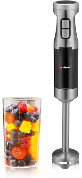 Frullatore a Immersione Elettrico Mixer e Misurino 700 ml 2 Velocità Potenza 1000W Nero e Grigio
