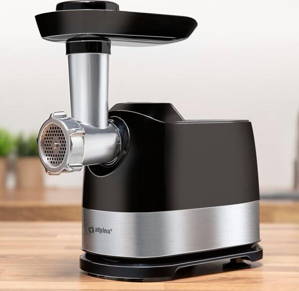 Tritacarne Elettrico 600W Dischi 3-5-7 mm in Acciaio Inox Argento e Nero