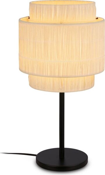 Lampada da tavolo Briloner Papper, paralume in rafia, interruttore a corda, stile boho, attacco E27, naturale, Ø25 x 49,5 cm