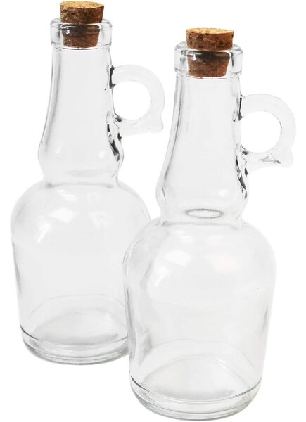Set 2 Bottiglie con Tappo di Sughero Capacità 250 ml Design Tradizionale di Vetro