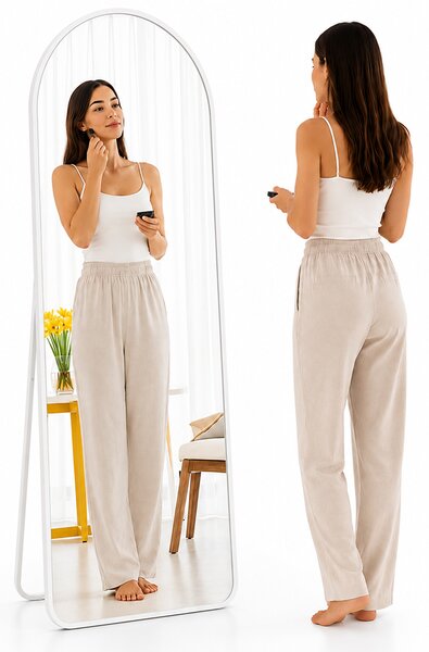 Specchio ad Arco da Terra e Parete 155x45 cm a Figura Intera in Alluminio Bianco