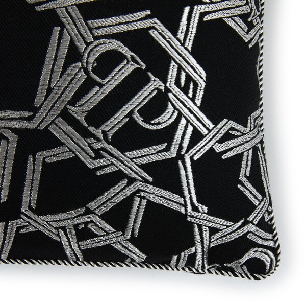 Cuscino D'arredo In Raso Jacquard Chains 40x40 Premoli Di Bella Tinta Unita Silver Caleffi