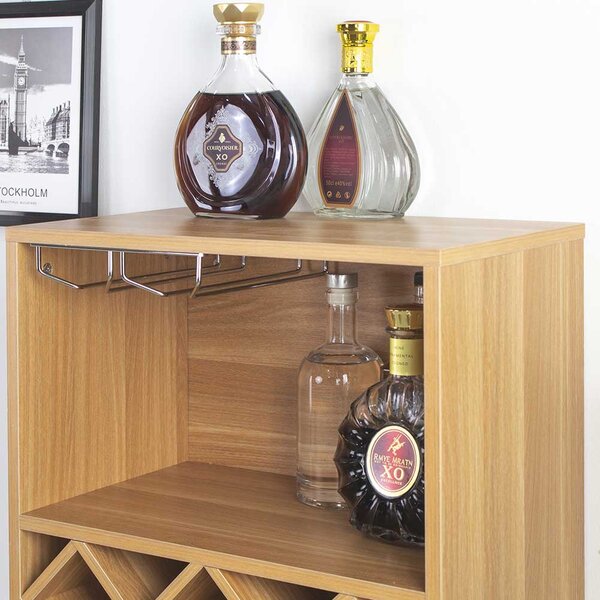 Mobile Bar Cantinetta per 8 Bottiglie Vino 51x28x63 cm Porta Calici in Legno Marrone