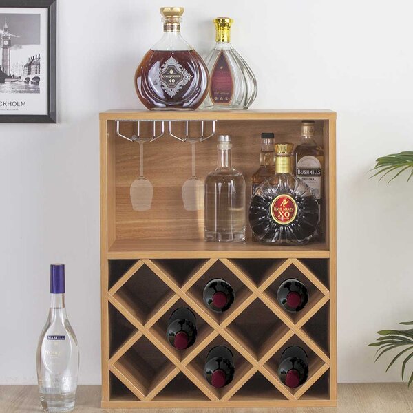 Mobile Bar Cantinetta per 8 Bottiglie Vino 51x28x63 cm Porta Calici in Legno Marrone