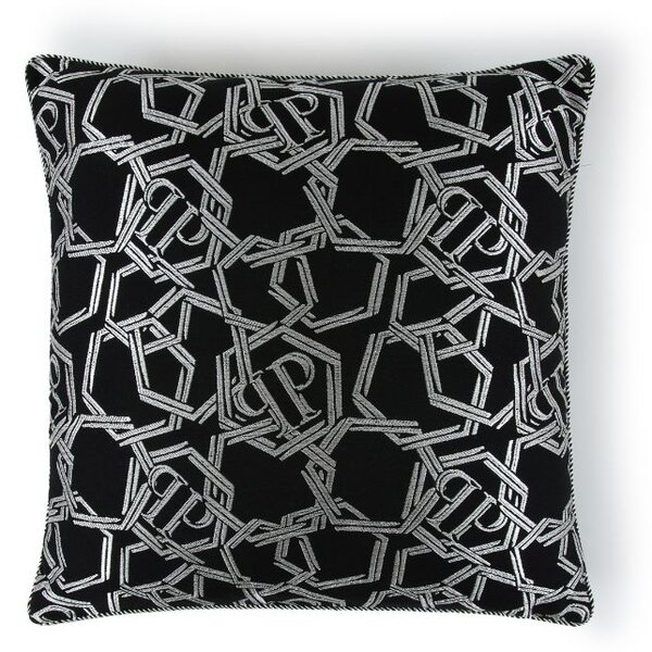 Cuscino D'arredo In Raso Jacquard Chains 40x40 Premoli Di Bella Tinta Unita Silver Caleffi