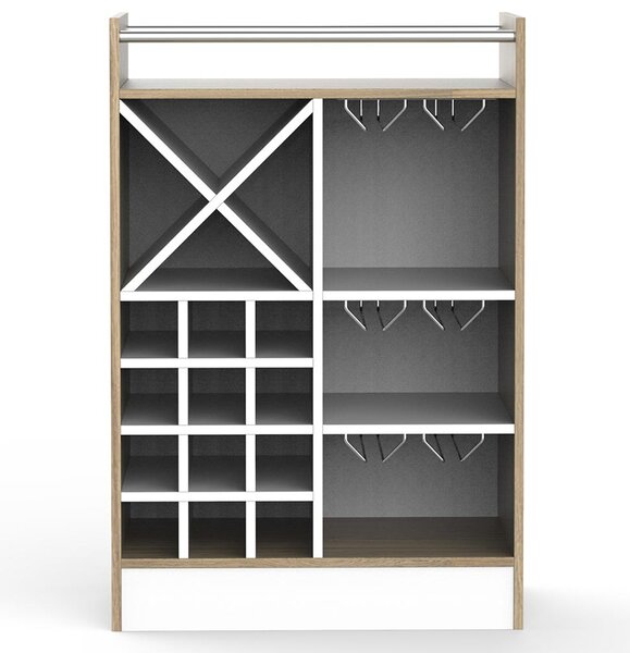 Mobile Bar Cantinetta per 20 Bottiglie Vino 96x64,5x35 cm con Porta Calici in Legno Quercia