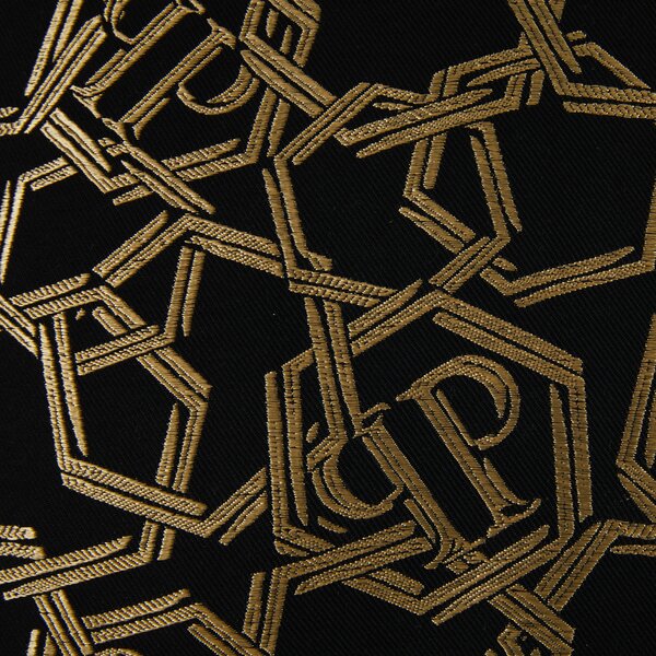 Cuscino D'arredo In Raso Jacquard Chains 40x40 Premoli Di Bella Tinta Unita Gold Caleffi